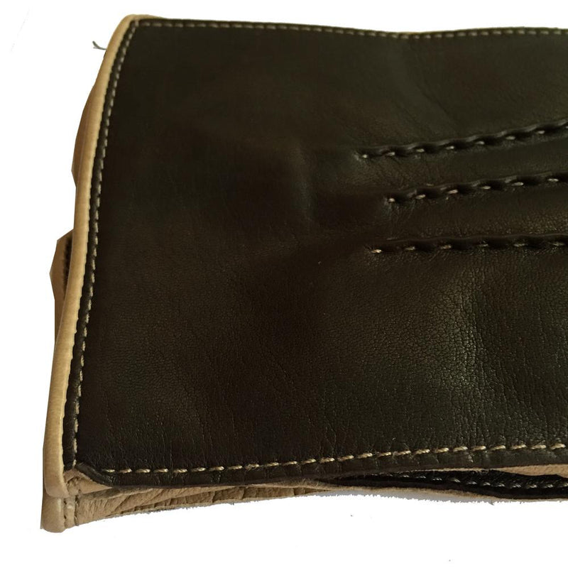 Gants en cuir doublés de cachemire pour hommes avec détails de couleur contrastée-O'Connell
