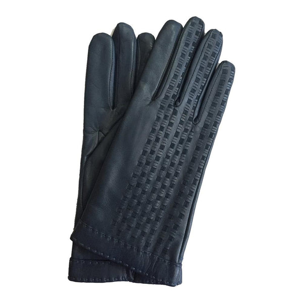 Gants en cuir avec détails en suède tissé doublés de cachemire pour femmes-Sorcha